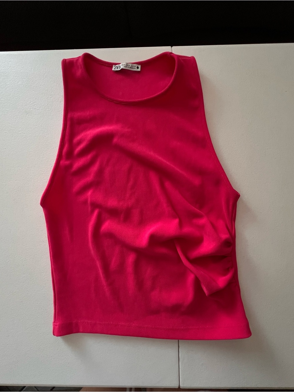 Zara Vibrant Pink Ribbed Tank Top